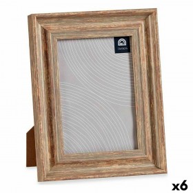 Cornice Portafoto 19 x 2 x 24 cm Cristallo Legno Marrone Rame Plastica (6 Unità)