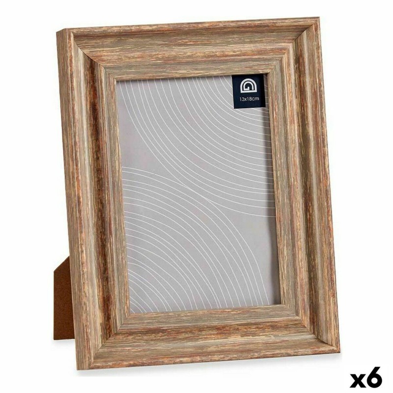 Cornice Portafoto 19 x 2 x 24 cm Cristallo Legno Marrone Rame Plastica (6 Unità)