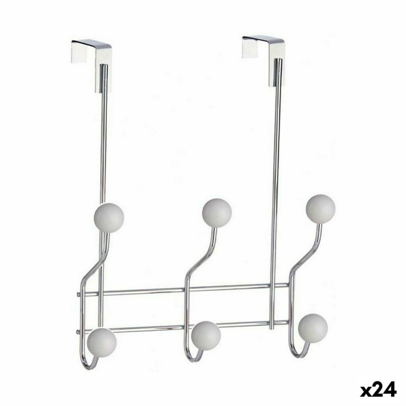 Appendiabiti per Porte Berilo W4742-6H Bianco Metallo Plastica 10 x 22 x 26 cm (24 Unità)