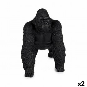 Statua Decorativa Gorilla Nero 20 x 27 x 34 cm (2 Unità)