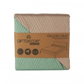 Trapunta Reversibile 240 x 260 cm Verde Beige (6 Unità)