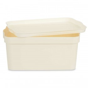 Scatola portaoggetti con coperchio Kipit TP594-4 Crema Plastica 7,5 L 21,5 x 14,5 x 32 cm (12 Unità)