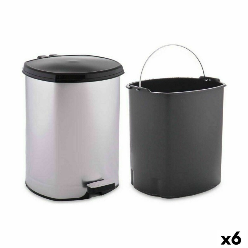 Cestino a pedale Berilo D004-1 Argentato Plastica 6 L (6 Unità)
