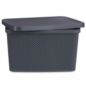 Scatola portaoggetti con coperchio Antracite Plastica 19 L 28 x 22 x 39 cm (12 Unità)