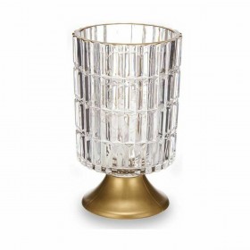 Torcia a LED Trasparente Dorato Vetro 10,7 x 18 x 10,7 cm (6 Unità)