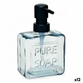 Dispenser di Sapone Pure Soap 250 ml Cristallo Nero Plastica (12 Unità)