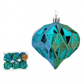 Set di palline di Natale Krist+ 00897 Azzurro Plastica Diamante (12 Unità)
