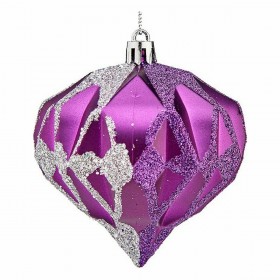 Set di palline di Natale Krist+ 00898 Viola Argentato Plastica Diamante (12 Unità)