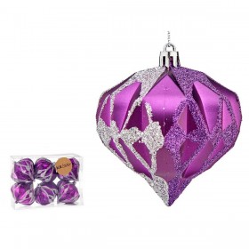 Set di palline di Natale Krist+ 00898 Viola Argentato Plastica Diamante (12 Unità)