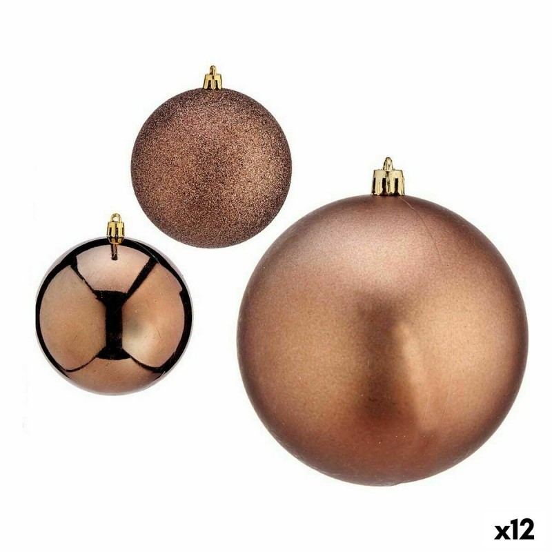 Set di palline di Natale Krist+ 00781 Marrone Plastica (12 Unità)