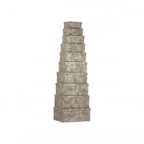 Set di Scatole per Sistemare Impilabili Pincello 128 Antracite Cartone Righe (2 Unità)