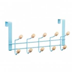 Appendiabiti per Porte Berilo W7912-10NB-BLUE Azzurro Legno Metallo 35 x 17 x 15 cm (6 Unità)