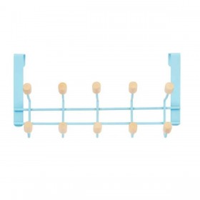 Appendiabiti per Porte Berilo W7912-10NB-BLUE Azzurro Legno Metallo 35 x 17 x 15 cm (6 Unità)