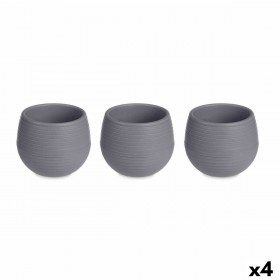 Set di Vasi Ibergarden ES0501102S3 Antracite Plastica 16,5 x 16,5 x 14,5 cm (4 Unità)