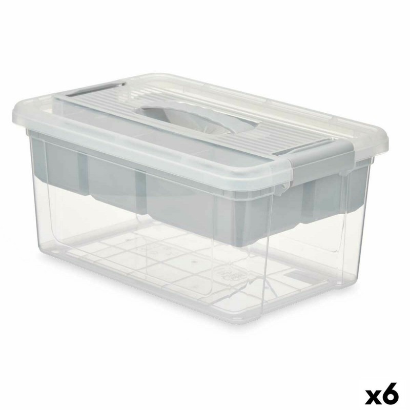 Scatola Multiuso Kipit 02 1311 Grigio Trasparente Plastica 9 L 35,5 x 17 x 23,5 cm (6 Unità)