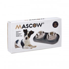 Ciotola per cani Mascow 317 Azzurro Metallo 40 x 8,5 x 22 cm Doppia