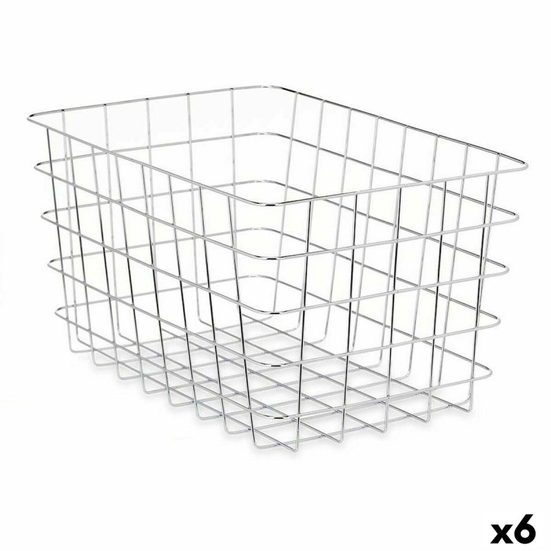 Cestino Multiuso Kinvara W5759K-L CHROME Argentato Argento Metallo 38 x 21 x 26 cm Rettangolare (6 Unità)