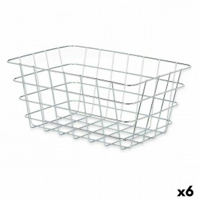 Cestino Multiuso Kinvara W5759K-M CHROME Argentato Argento Metallo 31 x 14 x 21 cm Rettangolare (6 Unità)