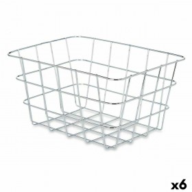 Cestino Multiuso Kinvara W5759K-S CHROME Argentato Argento Metallo 24 x 12,5 x 18,5 cm Rettangolare (6 Unità)