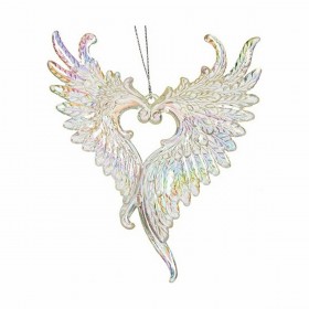 Decorazione Natalizia Ali d'Angelo Madreperla Plastica Porporina 12 x 13 x 2,5 cm (24 Unità)