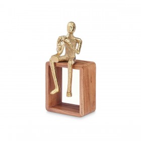 Statua Decorativa Sassofono Dorato Legno Metallo 13 x 27 x 13 cm