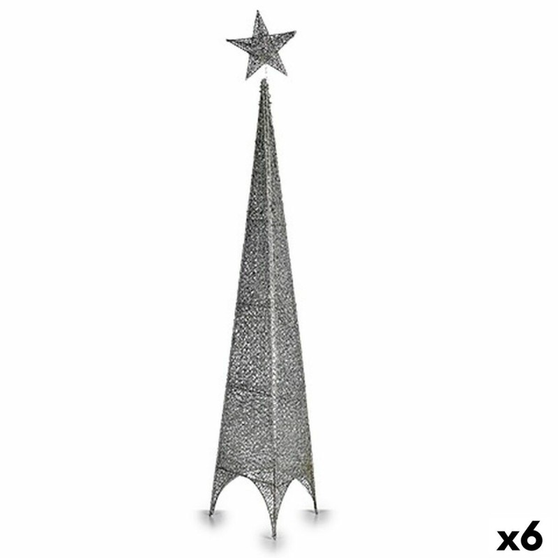 Albero di Natale Krist+ 00157 Argentato Metallo Plastica Stella Torre 28 x 127 x 28 cm (6 Unità)
