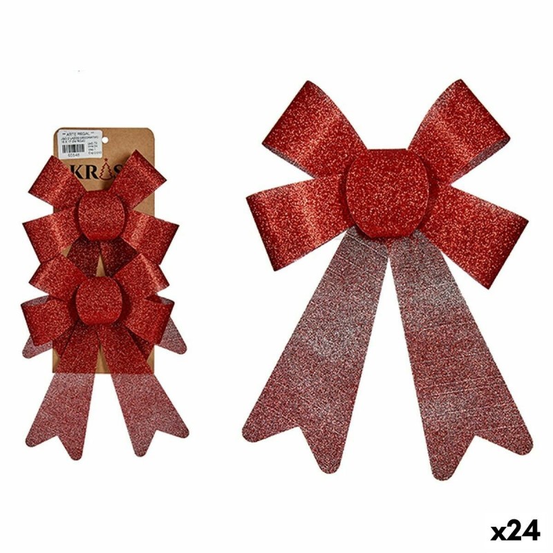 Set di Addobbi di Natale Krist+ 65548 Rosso PVC 15 x 2 x 17 cm Fiocco (24 Unità)