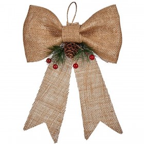 Decorazione Natalizia Krist+ 65565 Marrone Rosso Verde Fibra naturale 19 x 3 x 26 cm Fiocco (24 Unità)