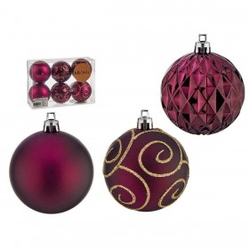Set di palline di Natale Viola Plastica Ø 6 cm (12 Unità)