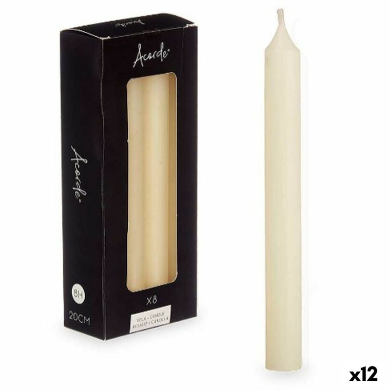 Set di Candele Acorde 126-B-AR Crema 2 x 2 x 20 cm (12 Unità)
