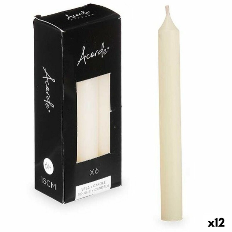 Set di Candele Acorde 123-B-AR Crema 2 x 2 x 15 cm (12 Unità)