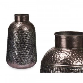 Vaso Argentato Metallo 22,5 x 39,5 x 22,5 cm (4 Unità) Con rilievo