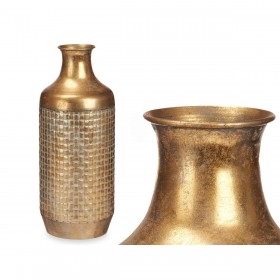 Vaso Dorato Metallo 16 x 42 x 16 cm (4 Unità) Con rilievo