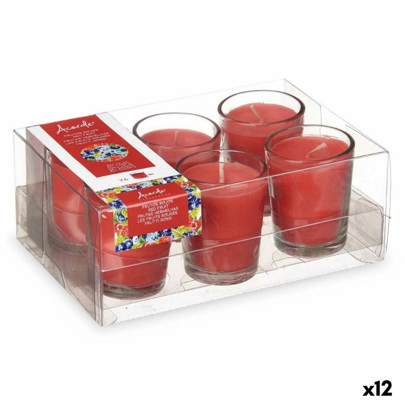 Set di Candele Profumate Acorde 48-A-AR Frutti rossi Bicchiere (12 Unità)