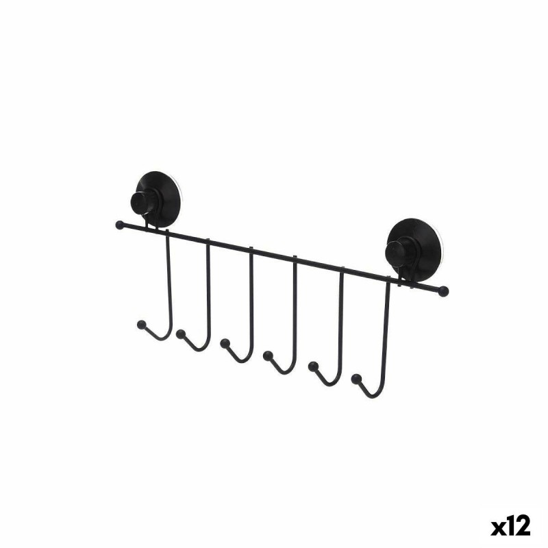 Appendiabiti per Porte Berilo CN-W6753-4P Nero Acciaio ABS 39 x 16 x 4,9 cm (12 Unità)