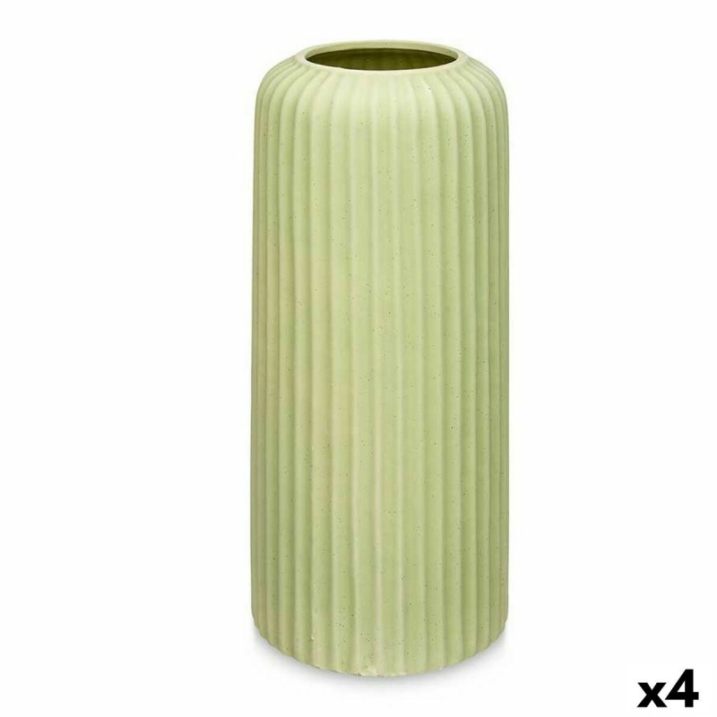 Vaso Verde Dolomite 16 x 40 x 16 cm (4 Unità) Righe