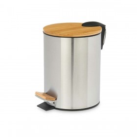 Cestino a pedale Berilo B0353S-5L Marrone Argentato Bambù Acciaio inossidabile 5 L (4 Unità)