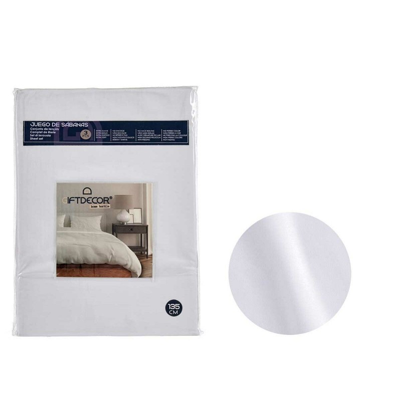 Set di Lenzuola Bianco Ala francese 3 Pezzi