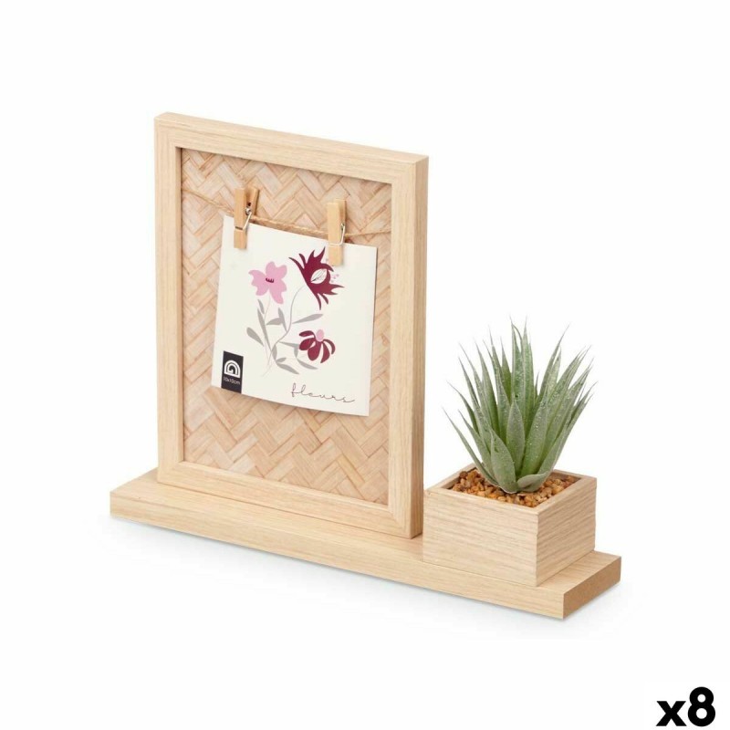 Cornice Portafoto 411096 Naturale Plastica Legno MDF (8 Unità)
