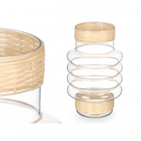 Portacandele SG-29853 Trasparente Naturale Vetro Rattan 18 x 30 x 18 cm (6 Unità)