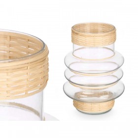 Portacandele SG-29857 Trasparente Naturale Vetro Rattan 18 x 24 x 18 cm (6 Unità)