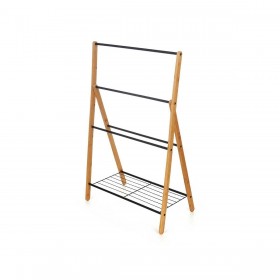 Portasciugamani da Terra Kipit B7816 Nero Metallo Bambù 60 x 90 x 37 cm 4 Unità
