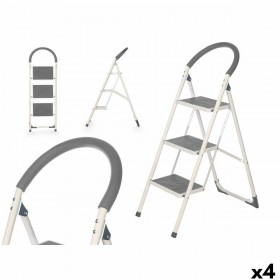 Scala Pieghevole a 3 Scalini Kipit 10109 Grigio Acciaio 38 x 117 x 5 cm (4 Unità)
