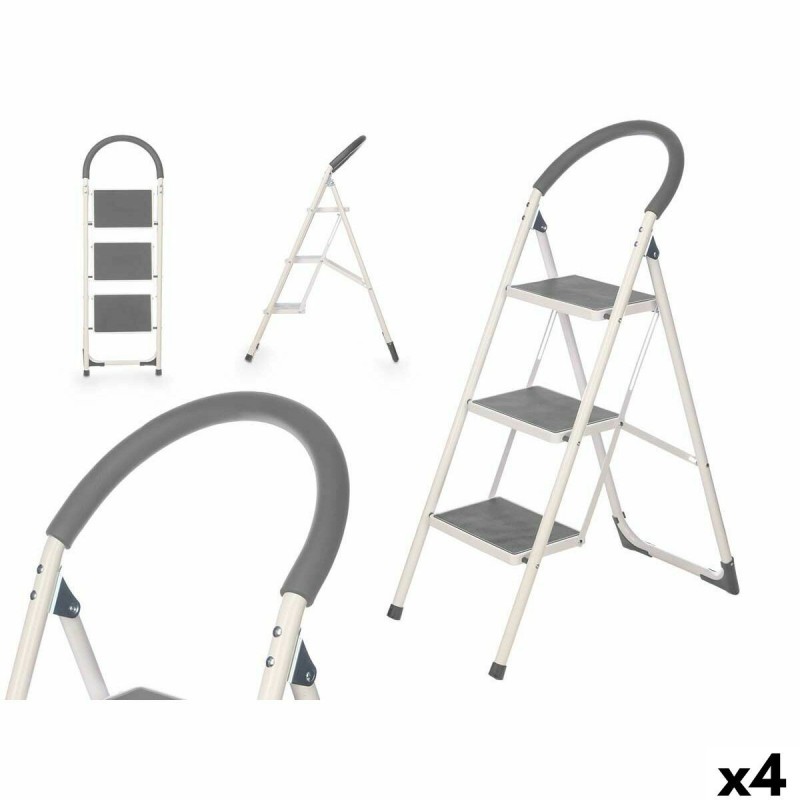 Scala Pieghevole a 3 Scalini Kipit 10109 Grigio Acciaio 38 x 117 x 5 cm (4 Unità)