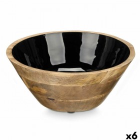 Ciotola MALI-701 B Nero Smalto Legno di mango 24,3 x 10,5 x 24,3 cm (6 Unità)