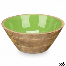 Ciotola MALI-701 G Verde Smalto Legno di mango 24,3 x 10,5 x 24,3 cm (6 Unità)