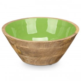 Ciotola MALI-701 G Verde Smalto Legno di mango 24,3 x 10,5 x 24,3 cm (6 Unità)