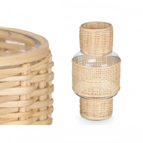 Portacandele SG-29653 Trasparente Naturale Vetro Rattan 15,5 x 31 x 15,5 cm (6 Unità)