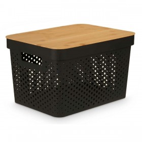 Scatola Multiuso Kinvara CH52970 (24) Marrone Nero Bambù polipropilene 35,7 x 22 x 26,2 cm (4 Unità)