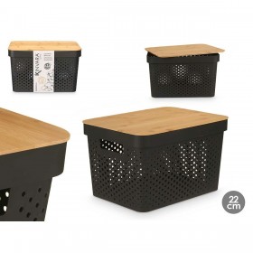 Scatola Multiuso Kinvara CH52970 (24) Marrone Nero Bambù polipropilene 35,7 x 22 x 26,2 cm (4 Unità)
